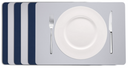 Cookinglife Placemats - Dubbelzijdig - Vegan leer - Grijs / Blauw 46 x 33 cm - 6 Stuks