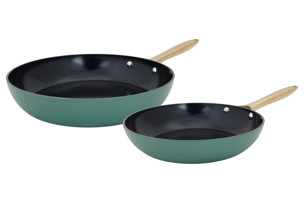 Cookinglife Koekenpannenset Style Groen 2-Delig ø 24 & 28 cm - geschikt voor alle warmtebronnen - keramische anti-aanbaklaag