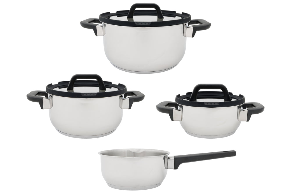 Cookinglife Pannenset Stay Cool 7-Delig - RVS - Kookpan Ø 16, 20, 24 cm & Steelpan Ø 16 cm - geschikt voor alle warmtebronnen