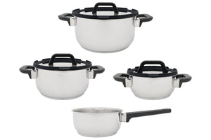 Cookinglife Pannenset Stay Cool 7-Delig - RVS - Kookpan Ø 16, 20, 24 cm & Steelpan Ø 16 cm - geschikt voor alle warmtebronnen