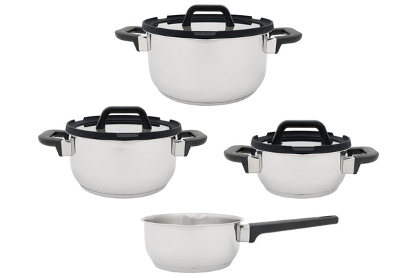 Cookinglife Pannenset Stay Cool 7-Delig - RVS - Kookpan Ø 16, 20, 24 cm & Steelpan Ø 16 cm - geschikt voor alle warmtebronnen