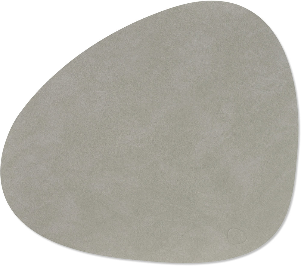 LIND DNA Placemats Nupo - Leer - Light Grey - Curved - Afwasbaar - 44 x 37 cm - 2 Stuks