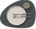 LIND DNA Placemats Nupo - Leer - Anthracite - Curved - Afwasbaar - 44 x 37 cm - 2 Stuks