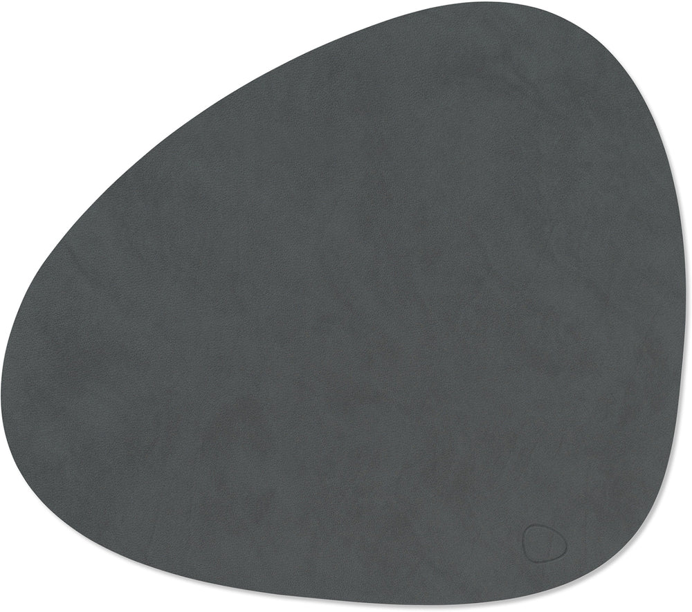 LIND DNA Placemats Nupo - Leer - Anthracite - Curved - Afwasbaar - 44 x 37 cm - 2 Stuks
