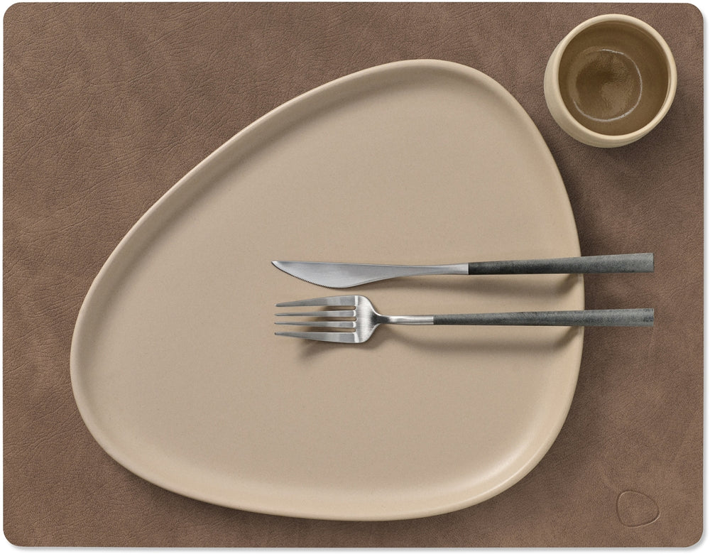 LIND DNA Placemats Nupo - Leer - Brown / Sand - dubbelzijdig - 45 x 35 cm - 2 Stuks