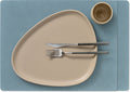 LIND DNA Placemats Nupo - Leer - Lichtblauw 45 x 35 cm - 2 Stuks