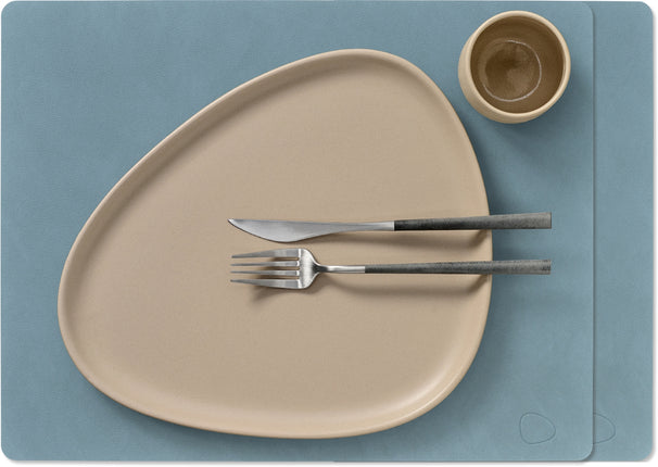 LIND DNA Placemats Nupo - Leer - Lichtblauw 45 x 35 cm - 2 Stuks