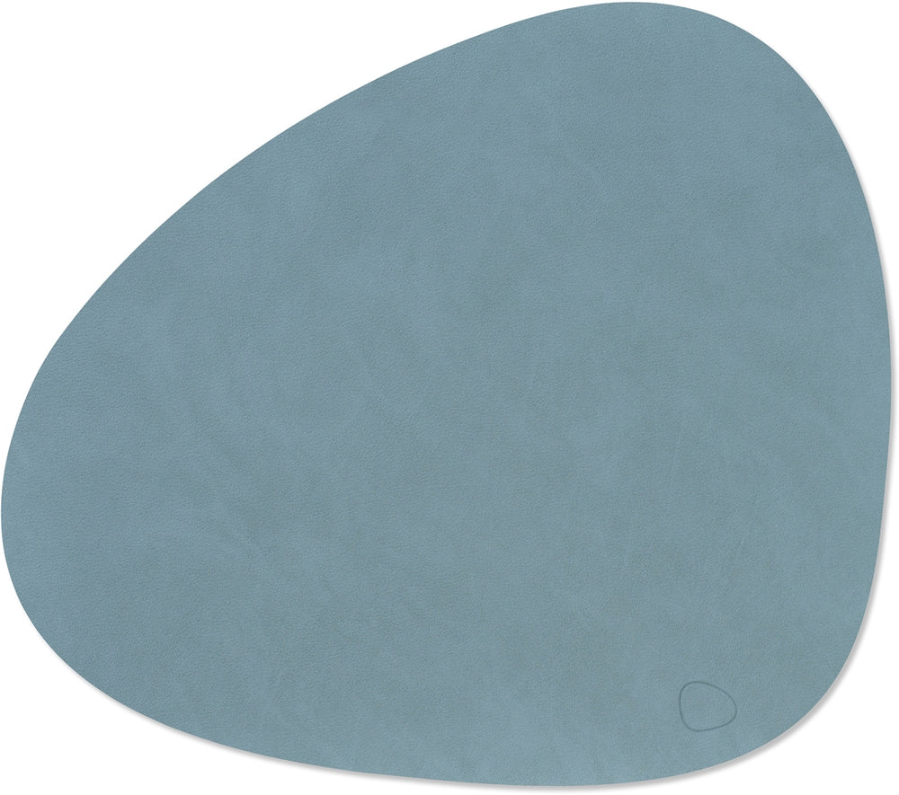 LIND DNA Placemats Nupo - Leer - Light Blue - Curved - 44 x 37 cm - 2 Stuks