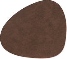 LIND DNA Placemats Nupo - Leer - Dark Brown - Curved - Afwasbaar - 44 x 37 cm - 2 Stuks