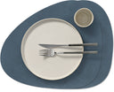 LIND DNA Placemats Nupo - Leer - Dark Blue - Curved - 44 x 37 cm - 2 Stuks