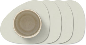 LIND DNA Onderzetters Nupo - Leer - Linen - 13 x 11 cm - 4 Stuks