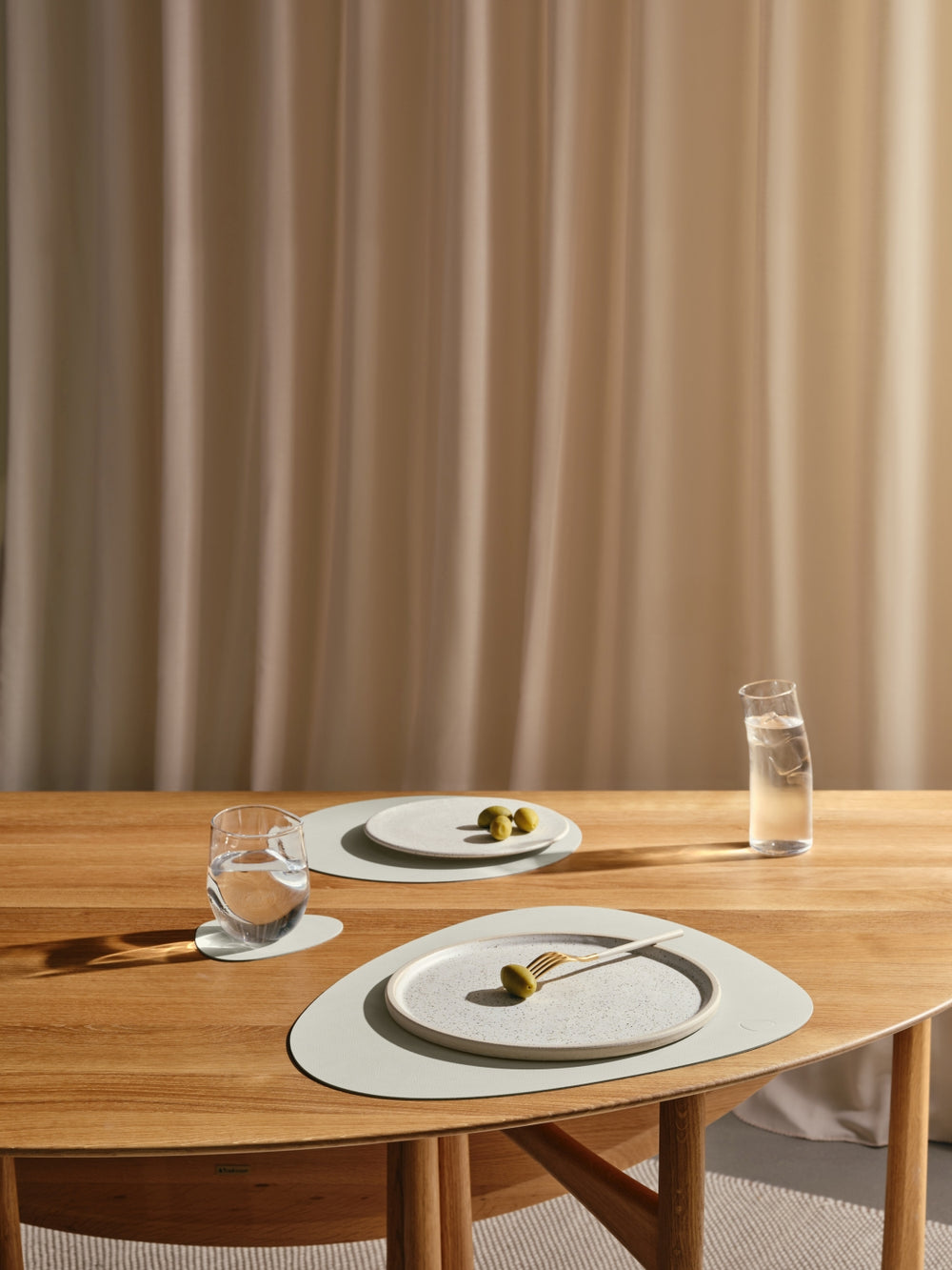 LIND DNA Onderzetters Nupo - Leer - Linen - 13 x 11 cm - 4 Stuks
