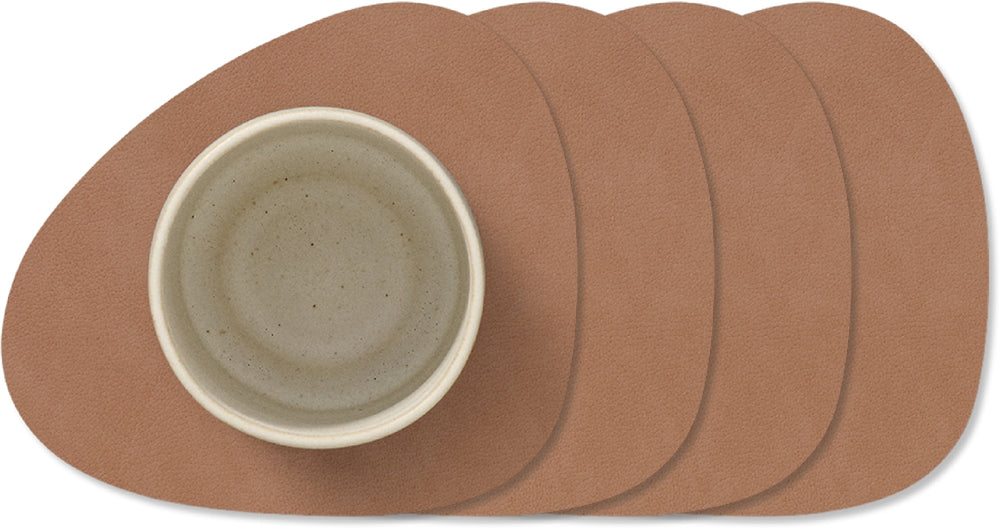 LIND DNA Onderzetters Nupo - Leer - Old Rose - 13 x 11 cm - 4 Stuks