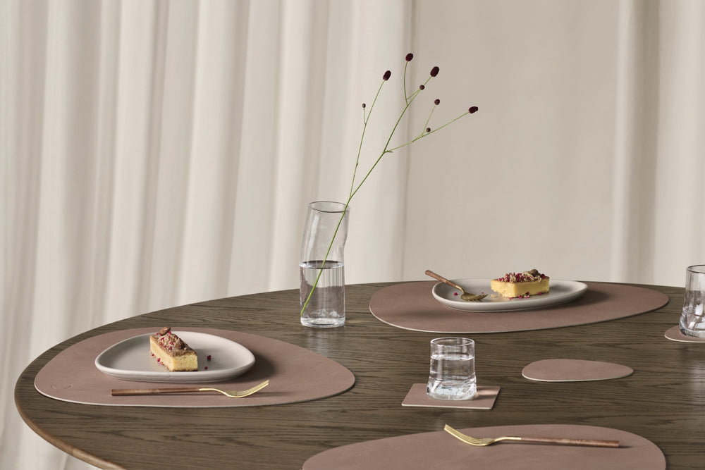 LIND DNA Onderzetters Nupo - Leer - Old Rose - 13 x 11 cm - 4 Stuks