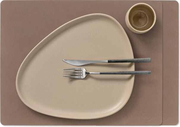 LIND DNA Placemats Nupo - Leer - Truffle - 45 x 35 cm - 2 Stuks