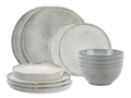 Salt & Pepper Serviesset Artisan Green 12-delig / 4 personen - 4 dinerborden, 4 ontbijtborden en 4 kommen