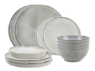 Salt & Pepper Serviesset Artisan Green 12-delig / 4 personen - 4 dinerborden, 4 ontbijtborden en 4 kommen