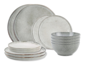 Salt & Pepper Serviesset Artisan Green 12-delig / 4 personen - 4 dinerborden, 4 ontbijtborden en 4 kommen