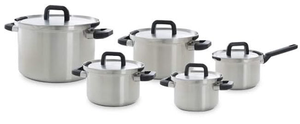 BK Pannenset Flow Cool 5-Delig - RVS - Kookpan ø 16, 18, 20, 24 cm & Steelpan ø 16 cm