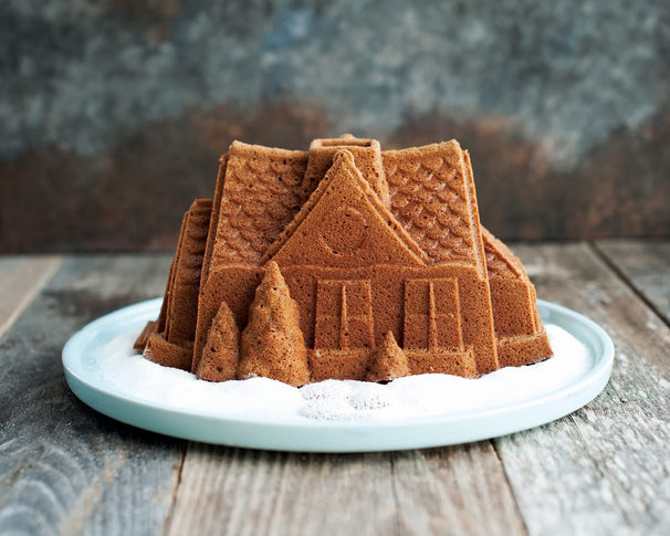 Nordic Ware Tulbandvorm  Gingerbread House Bundt Zilver - Gietaluminium - 26 x 20 cm