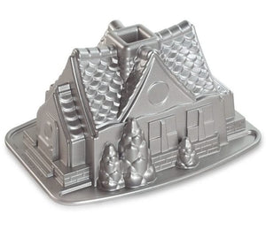 Nordic Ware Tulbandvorm  Gingerbread House Bundt Zilver - Gietaluminium - 26 x 20 cm
