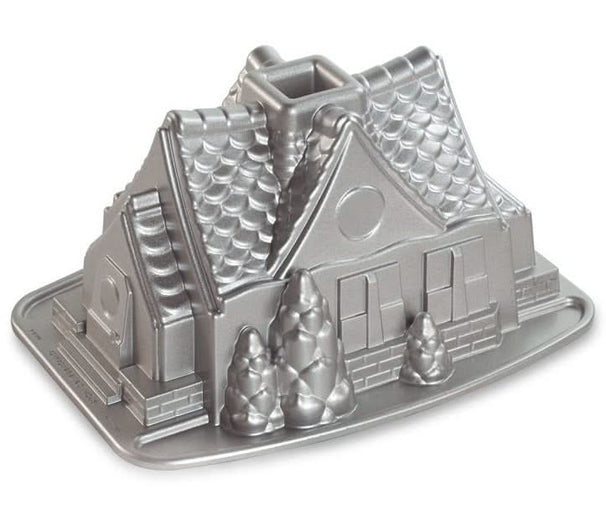 Nordic Ware Tulbandvorm  Gingerbread House Bundt Zilver - Gietaluminium - 26 x 20 cm
