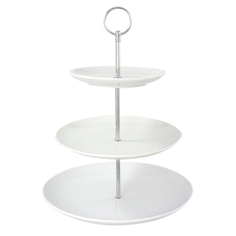 Cookinglife Etagère / serveertoren Food for Fun ø 16, 21 & 26 cm - 3-laags - 34 cm hoog