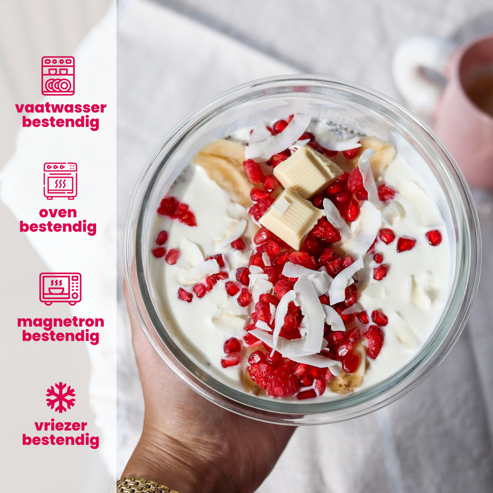 Sareva Glazen Vershoudbakjes Glas - To Go - met Deksels - Ovenschalen - Cook & Fresh - 3 delig