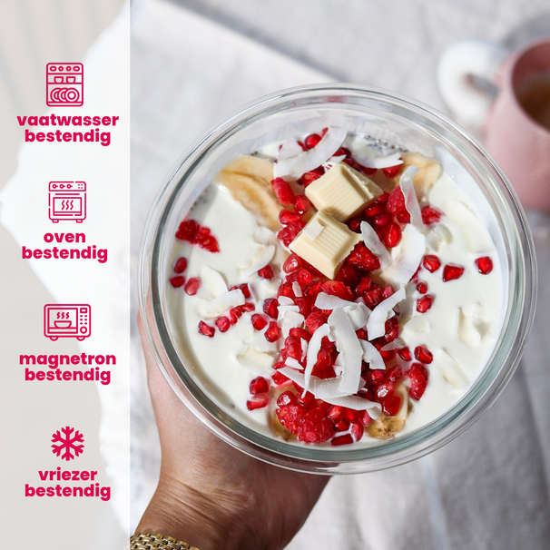 Sareva Glazen Vershoudbakjes Glas - To Go - met Deksels - Ovenschalen - Cook & Fresh - 3 delig
