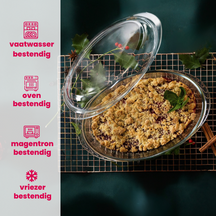 Sareva Ovenschaal met deksel Glas - Ovaal - 28 x 19 x 9.5 cm / 4 liter