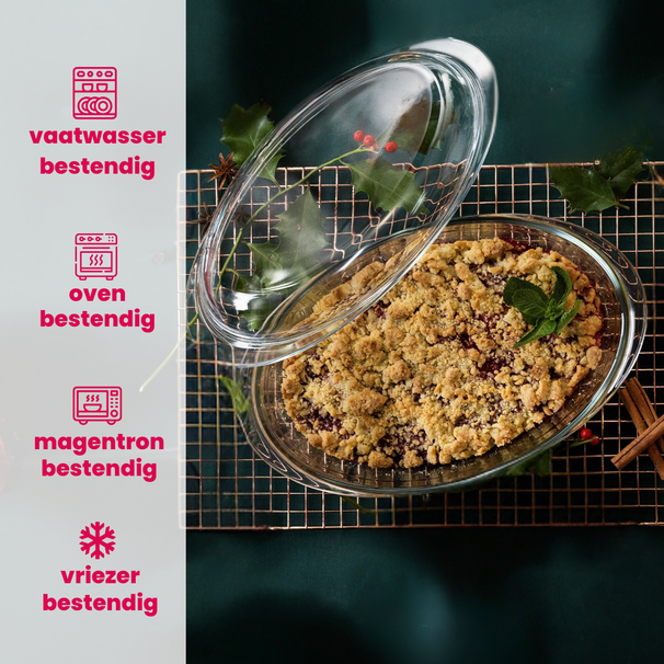 Sareva Ovenschaal met deksel Glas - Ovaal - 28 x 19 x 9.5 cm / 4 liter
