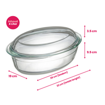 Sareva Ovenschaal met deksel Glas - Ovaal - 28 x 19 x 9.5 cm / 4 liter