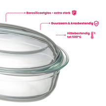 Sareva Ovenschaal met deksel Glas - Ovaal - 28 x 19 x 9.5 cm / 4 liter