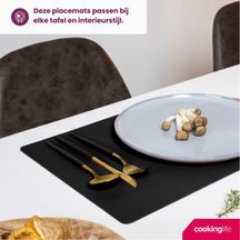 Cookinglife 6 Placemats + 6 Onderzetters - Vegan leer - Zwart
