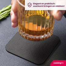 Cookinglife 6 Placemats + 6 Onderzetters - Vegan leer - Zwart