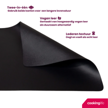 Cookinglife 6 Placemats + 6 Onderzetters - Vegan leer - Zwart