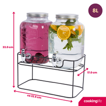 Cookinglife Dubbele Drankdispenser - met houder - 2 x 4 liter