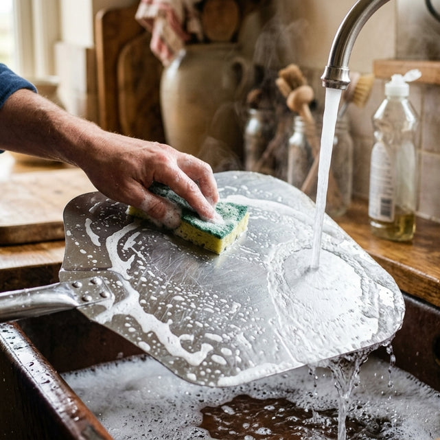 Metalen schep schoonmaken