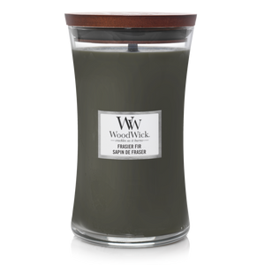 WoodWick Geurkaars Large Frasier Fir - 18 cm / ø 10 cm - Geurkaars in Glas - Houten Lont