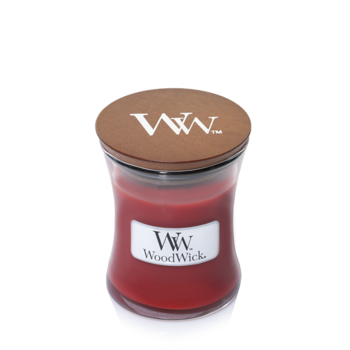 WoodWick Geurkaars Mini Cinnamon Chai - 8 cm / ø 7 cm - Geurkaars in Glas - Houten Lont
