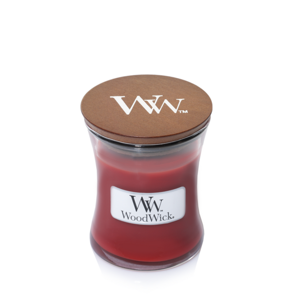 WoodWick Geurkaars Mini Cinnamon Chai - 8 cm / ø 7 cm - Geurkaars in Glas - Houten Lont