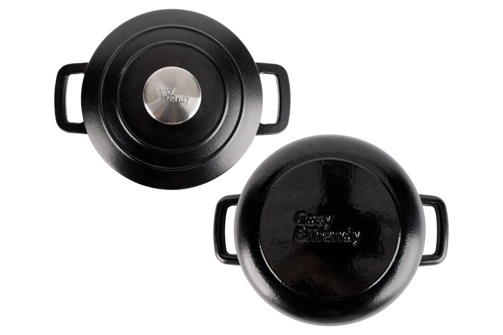 Cosy & Trendy Braadpan met deksel Fontestic Gietijzer Black Ø 20 cm / 2.7 Liter - geëmailleerde anti-aanbaklaag