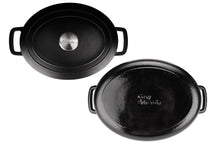 Cosy & Trendy Braadpan met deksel Fontestic Gietijzer Black Ovaal - 31 x 24 cm / 6 Liter - geëmailleerde anti-aanbaklaag