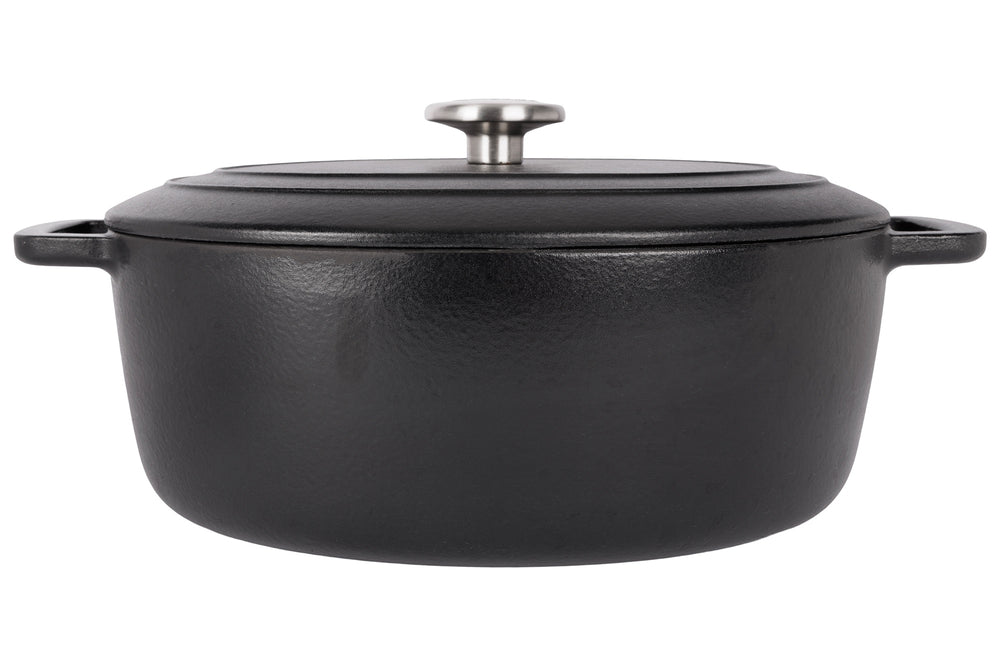 Cosy & Trendy Braadpan met deksel Fontestic Gietijzer Black Ovaal - 31 x 24 cm / 6 Liter - geëmailleerde anti-aanbaklaag