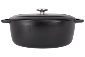 Cosy & Trendy Braadpan met deksel Fontestic Gietijzer Black Ovaal - 31 x 24 cm / 6 Liter - geëmailleerde anti-aanbaklaag