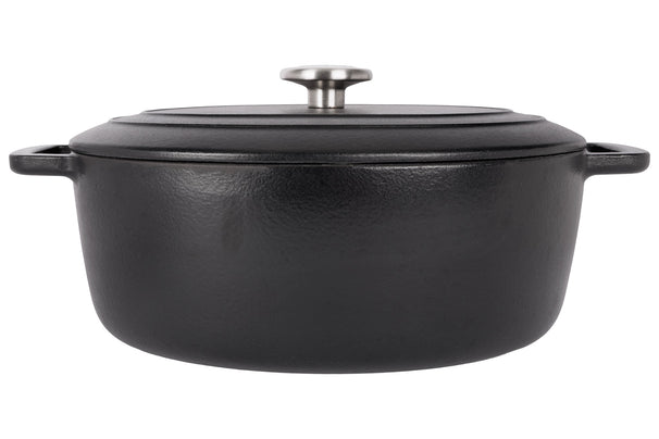 Cosy & Trendy Braadpan met deksel Fontestic Gietijzer Black Ovaal - 31 x 24 cm / 6 Liter - geëmailleerde anti-aanbaklaag