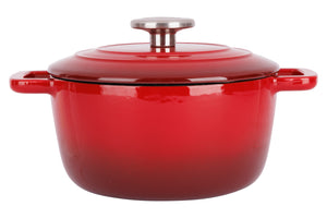 Cosy & Trendy Braadpan met deksel Fontestic Gietijzer Traditional Red Ø 20 cm / 2.7 Liter - geëmailleerde anti-aanbaklaag