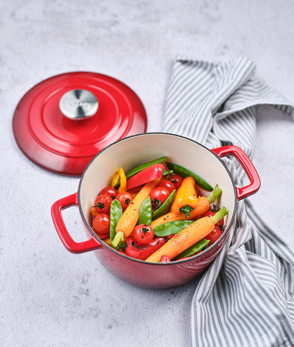 Cosy & Trendy Braadpan met deksel Fontestic Gietijzer Traditional Red Ø 20 cm / 2.7 Liter - geëmailleerde anti-aanbaklaag