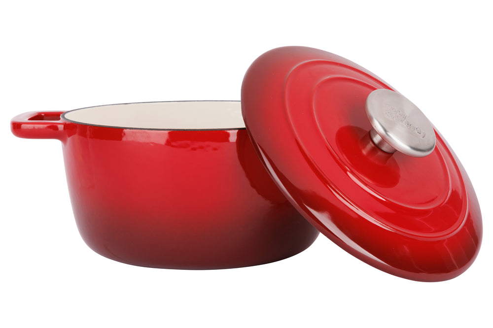 Cosy & Trendy Braadpan met deksel Fontestic Gietijzer Traditional Red Ø 20 cm / 2.7 Liter - geëmailleerde anti-aanbaklaag