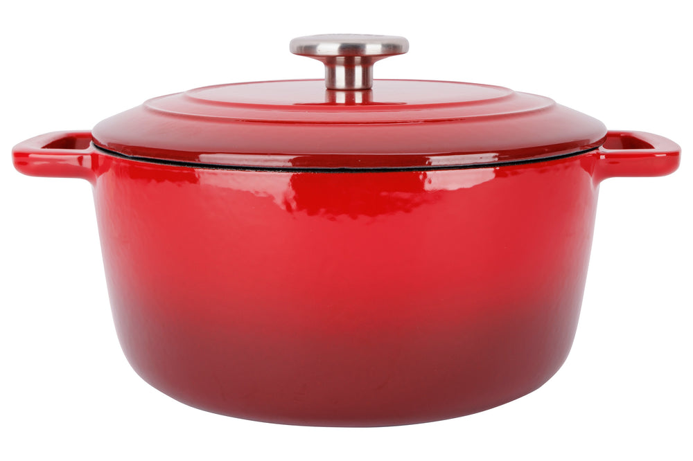 Cosy & Trendy Braadpan met deksel Fontestic Gietijzer Traditional Red Ø 24 cm / 4.6 Liter - geëmailleerde anti-aanbaklaag
